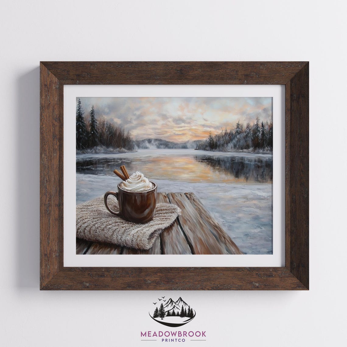 Hot Cocoa Mug By Snowy River Sunrise Rustic Winter Art Poster - Image 2