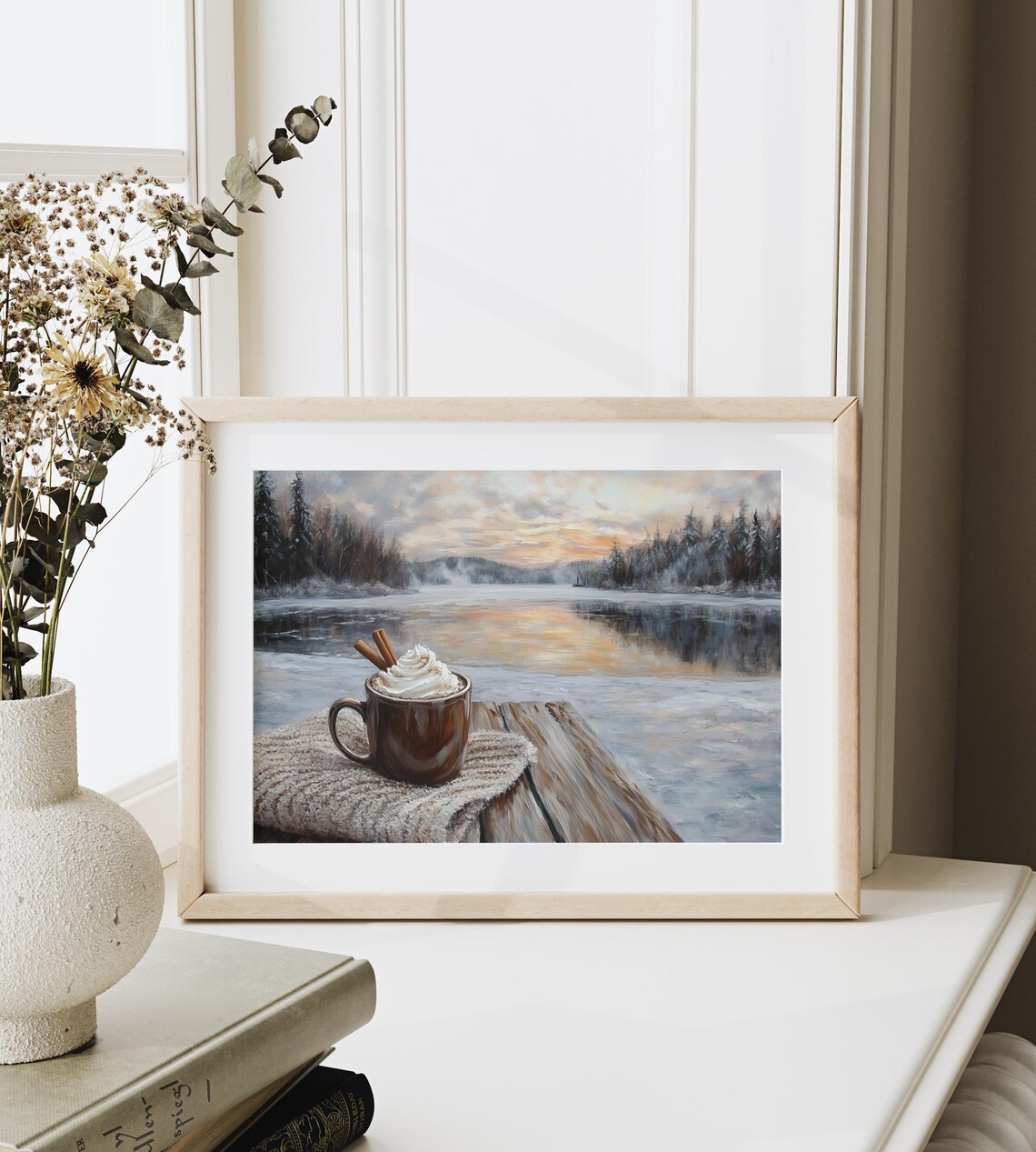 Hot Cocoa Mug By Snowy River Sunrise Rustic Winter Art Poster - Image 3