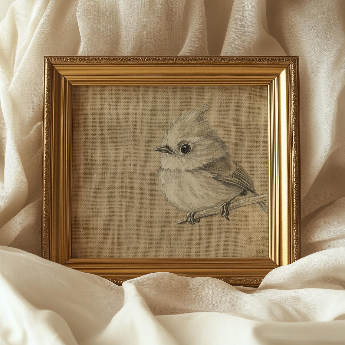 Tufted Titmouse Bird Print, Rustic Farmhouse Decor - Image 2