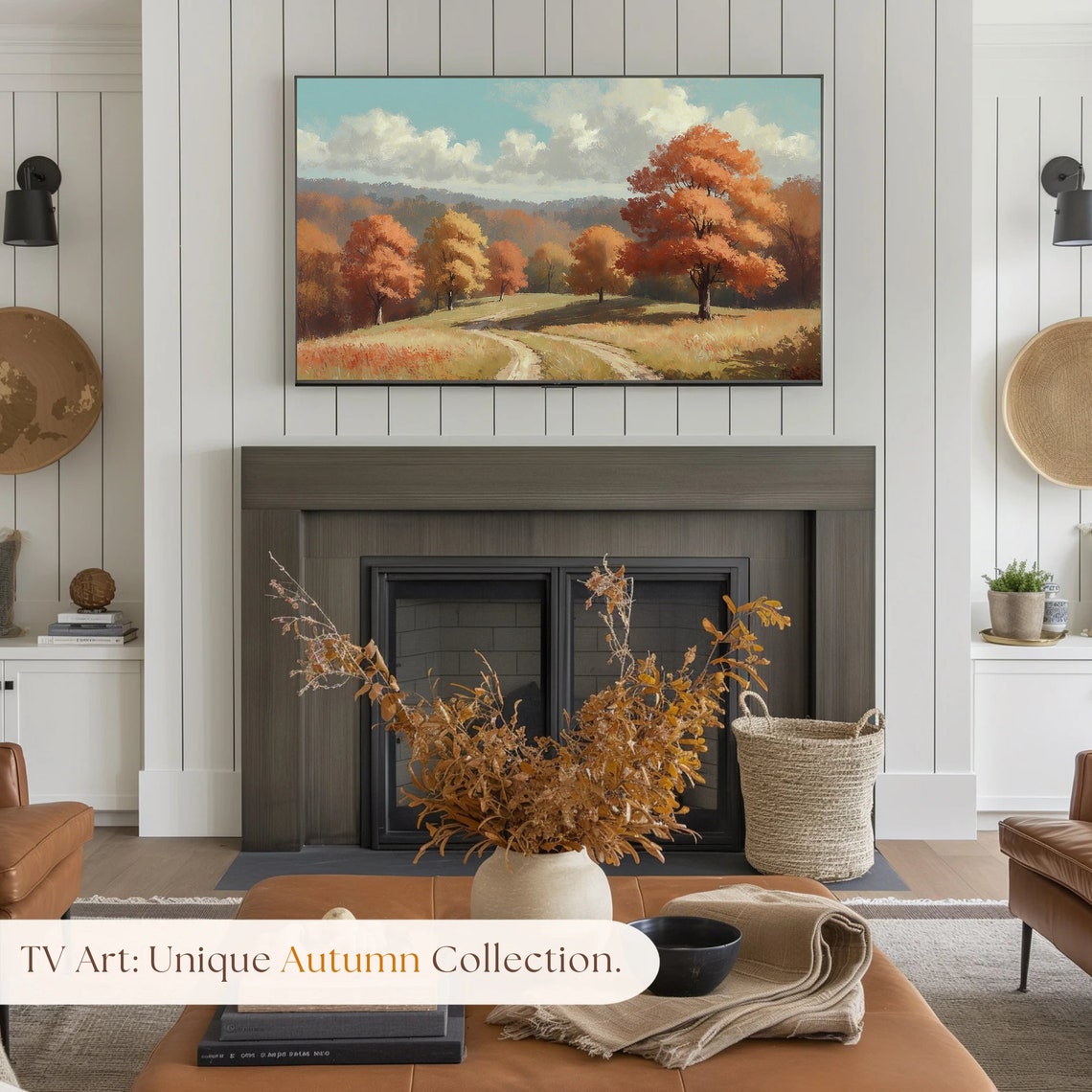 Golden Autumn Hillside Winding Path Orange Foliage Scenic Poster - Image 5