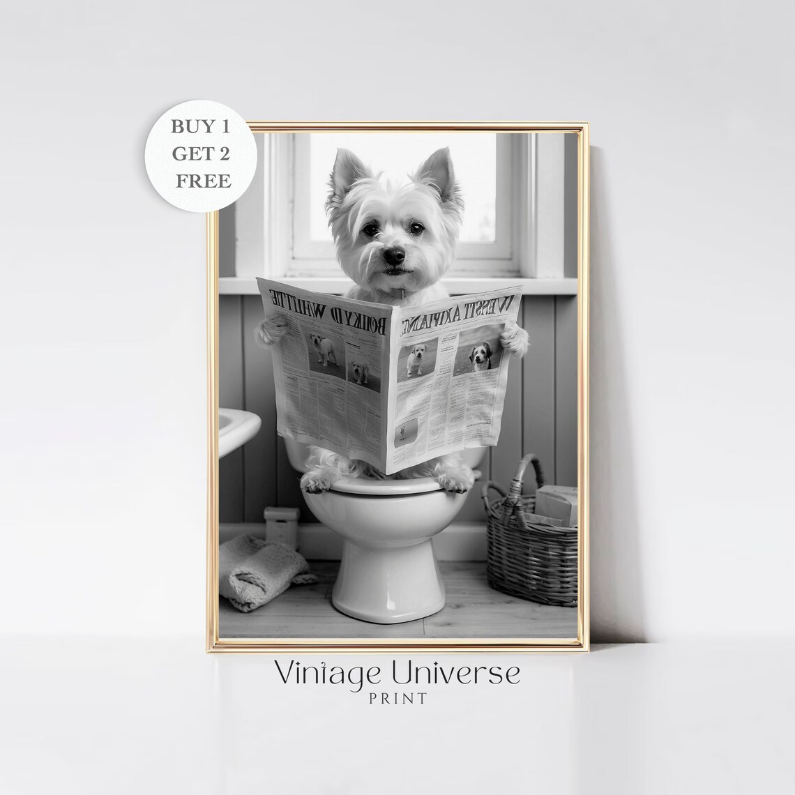 Dog On Toilet Bathroom Print Dog Animal Bathroom Wall Art Animal On Toilet Wall Art Funny Bathroom Wall Art Bathroom Decor