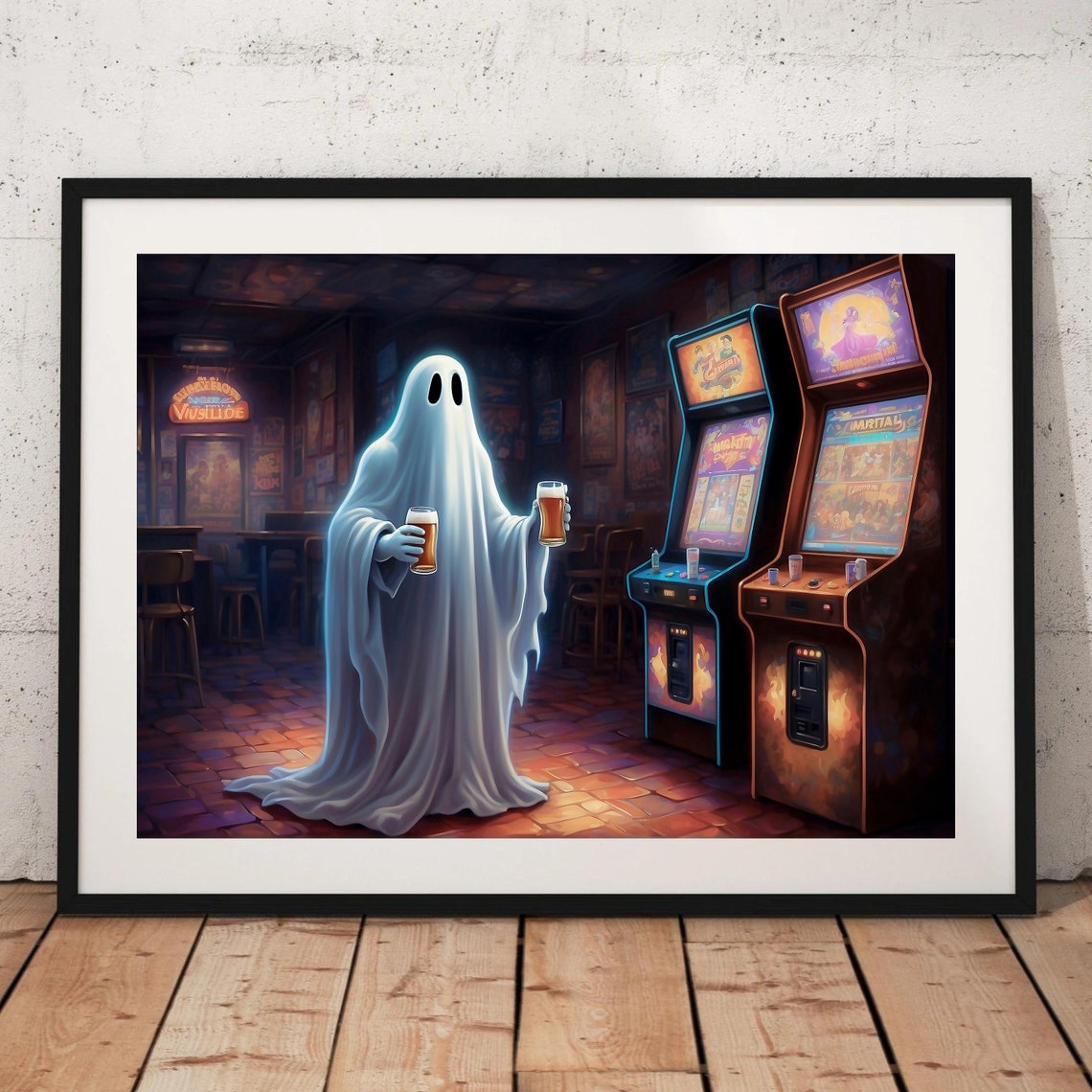 Ghost In An Abandoned Arcade Print Ghost Art Poster Print Dark Academia Decor Gothic Ghost Retro Art Vintage Ghost Print - Image 4