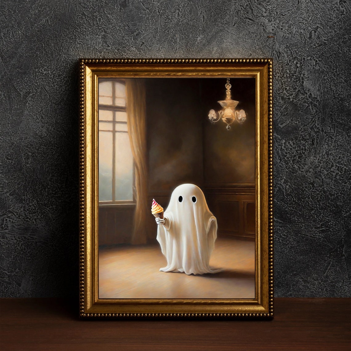 Cute Ghost Holding Candle Painting Little Ghost Print Spooky Dark Halloween Wall Decor Cute Ghost Painting Moody Decor - Image 4