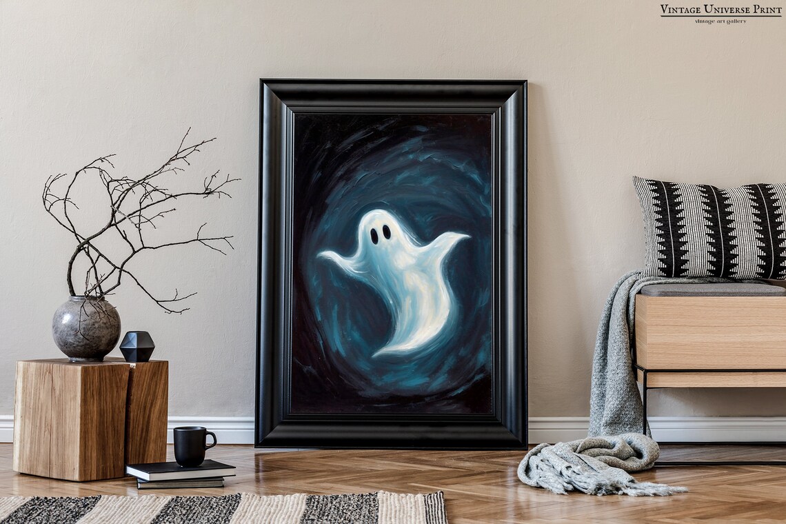Swirling Ghost In A Dark Stormy Vortex Vintage Halloween Painting Poster - Image 2