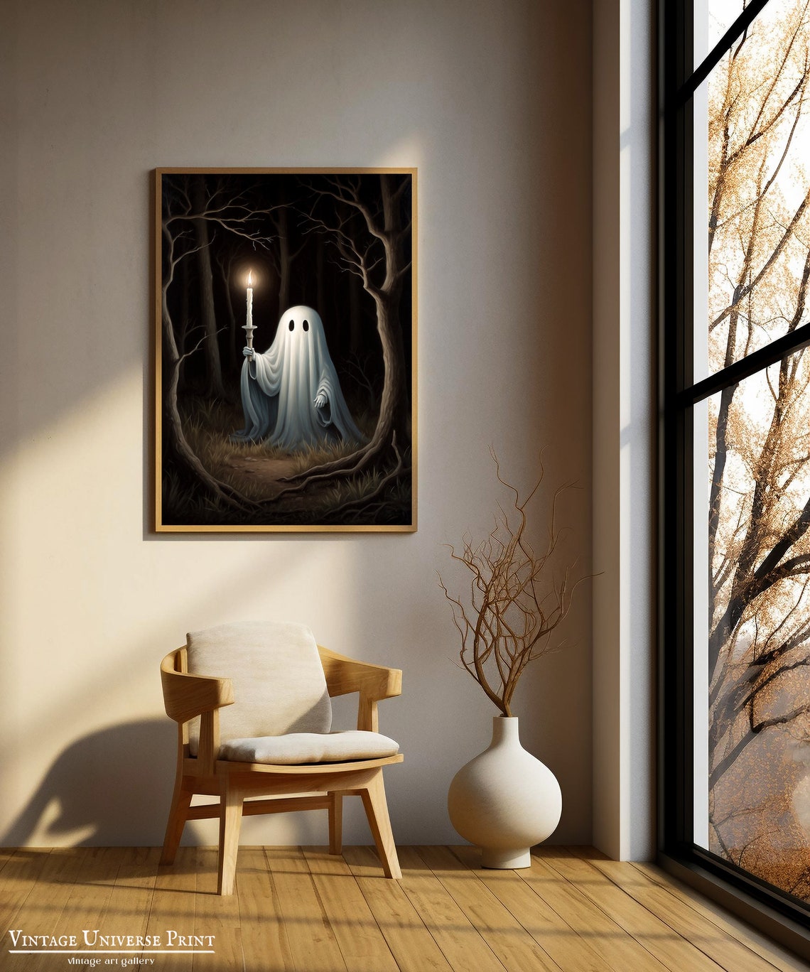 Ghost Holding A Candle In A Dark Forest Between Twisted Trees Poster - Image 2