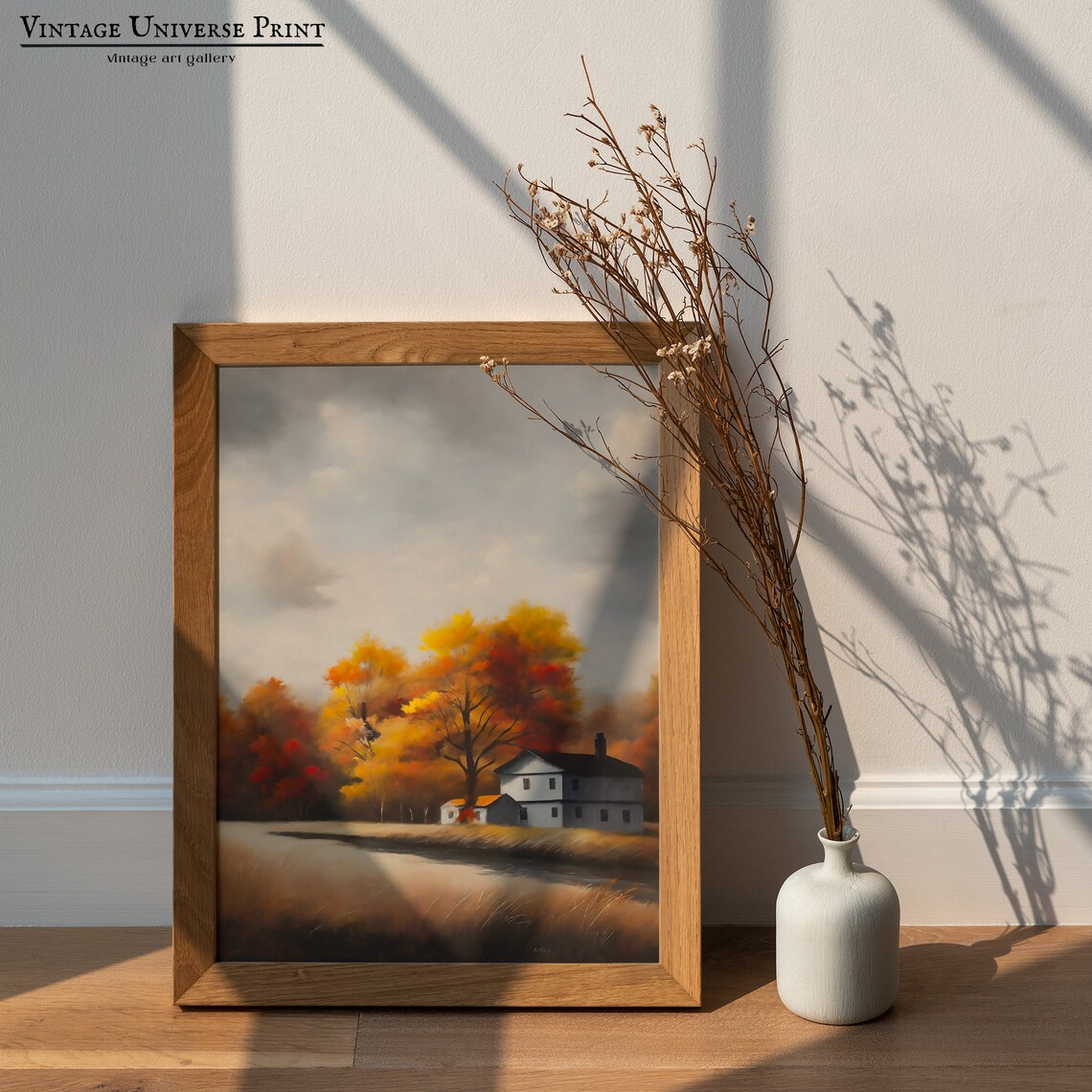 Autumn Farmhouse with Fiery Orange Trees Country Harvest Poster - Image 4