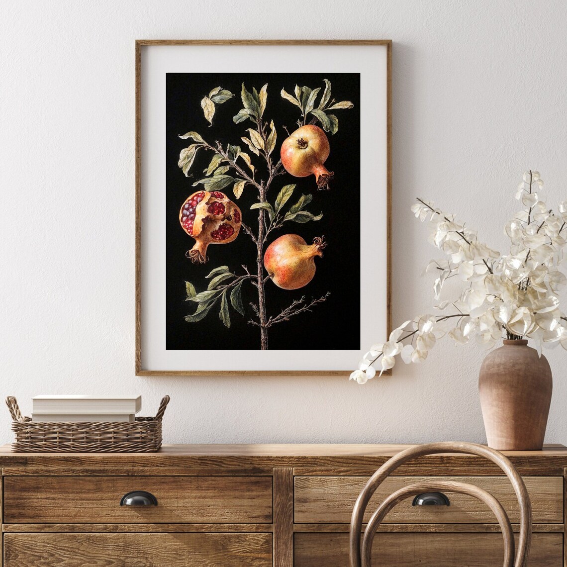 Pomegranate Branch Three Fruits Vintage Botanical Painting Poster - Image 4