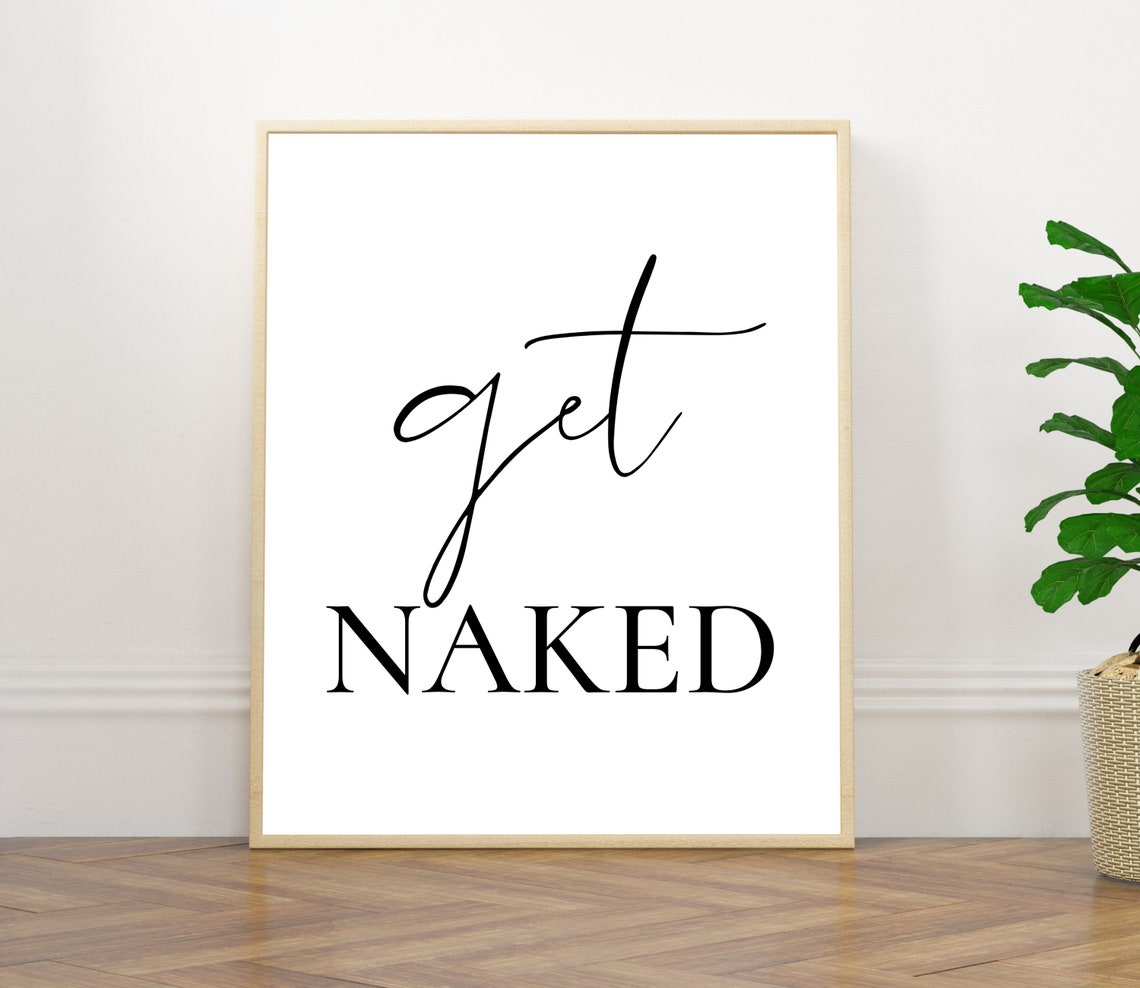 Get Naked Cheeky Fun Script Serif Monochrome Bathroom Decor Poster - Image 3