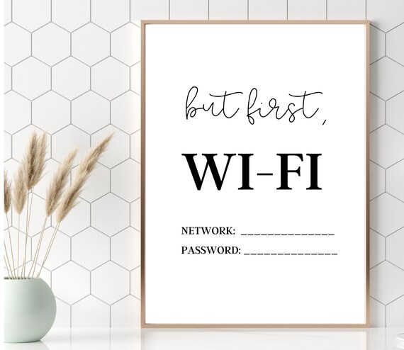 Wifi Password Print Guest Room Print But First Wifi Wifi Code Print Typography Poster Airbnb Instant