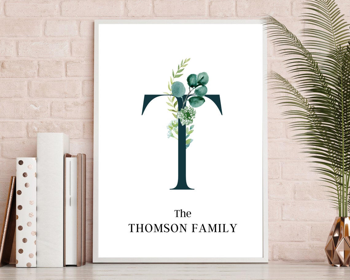 Clarke Family Botanical Monogram Letter C Personalized Poster - Image 5