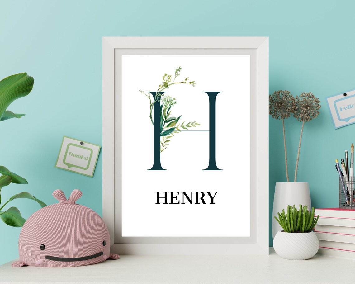 Sophia Personalized Name Watercolor Greenery Monogram Poster - Image 4