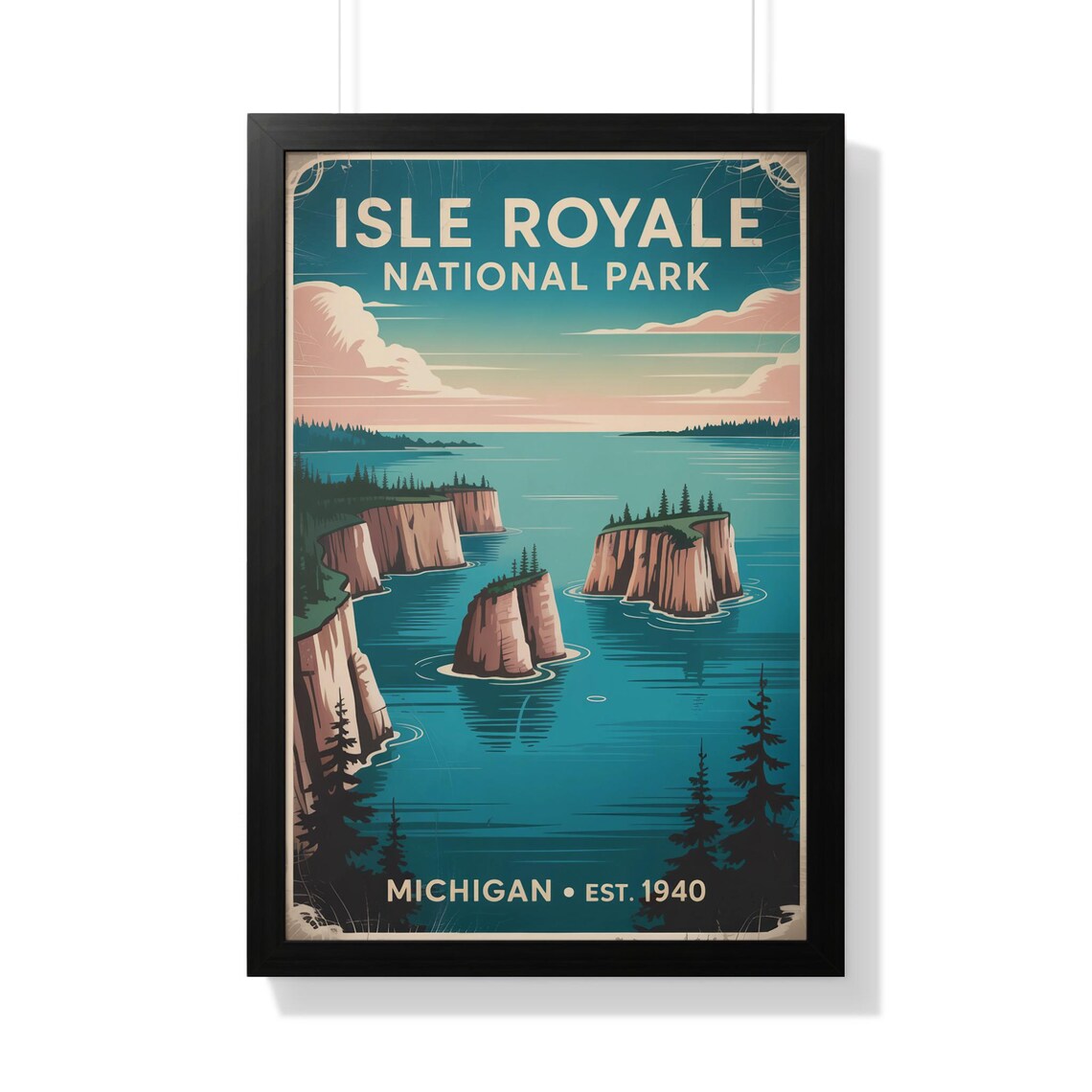 Isle Royale National Park Michigan Sea Stacks Vintage Poster