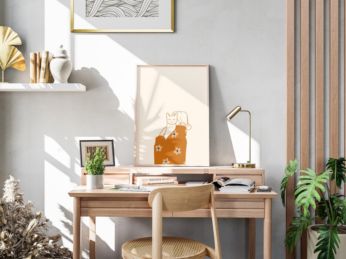 Kitty Cuddles Cat Lover Art Print, Cute Cat - Image 2