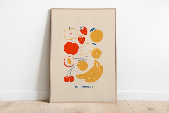 Fruit Market Print Fruit Market Art Fruit Market Poster Farmers Market Colorful Fruit Print Tropical Fruit Print