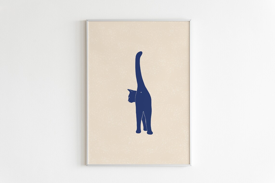 Cat Butt Art Print Cat Illustrated Wall Art Cute Cat Poster Cat Lover Gift - Image 4
