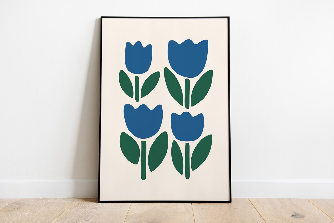 Chunky Tulip Art Print, Botanical Floral Wall Art