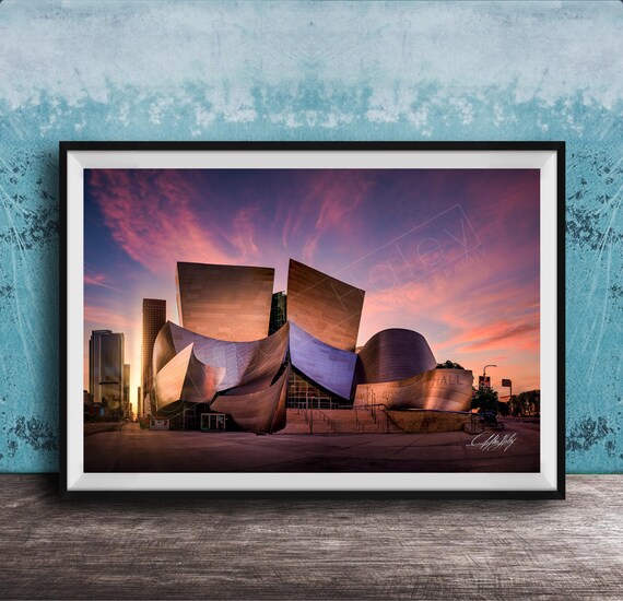 Walt Disney Concert Hall Los Angeles At Sunset Cityscape Poster