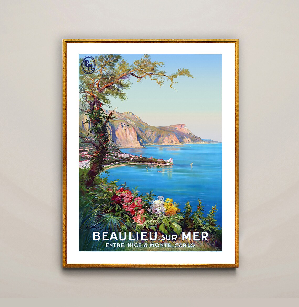 Beaulieu Sur Mer France Vintage Travel Poster - Image 2