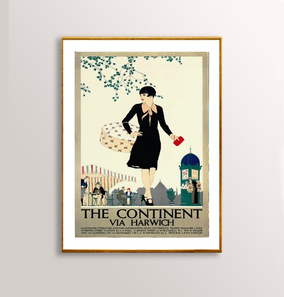 The Continent Via Harwich England Vintage Travel Poster Poster Paper Or Print Gift Idea Wall Decor