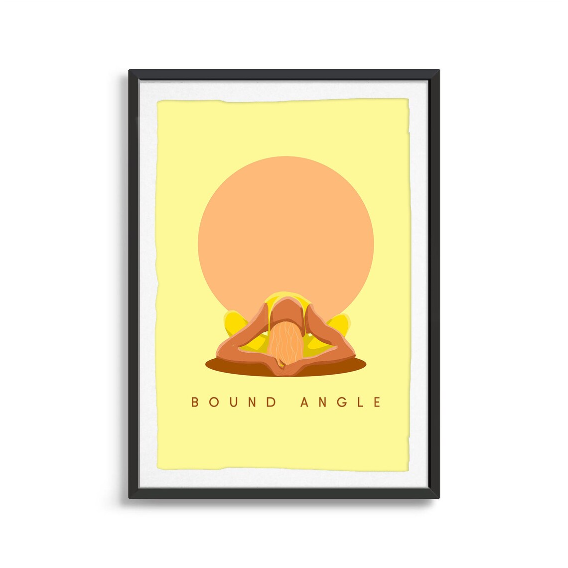 Bound Angle Retro Yoga Seated Stretch Sun Circle Flat Illustration Print - Image 2
