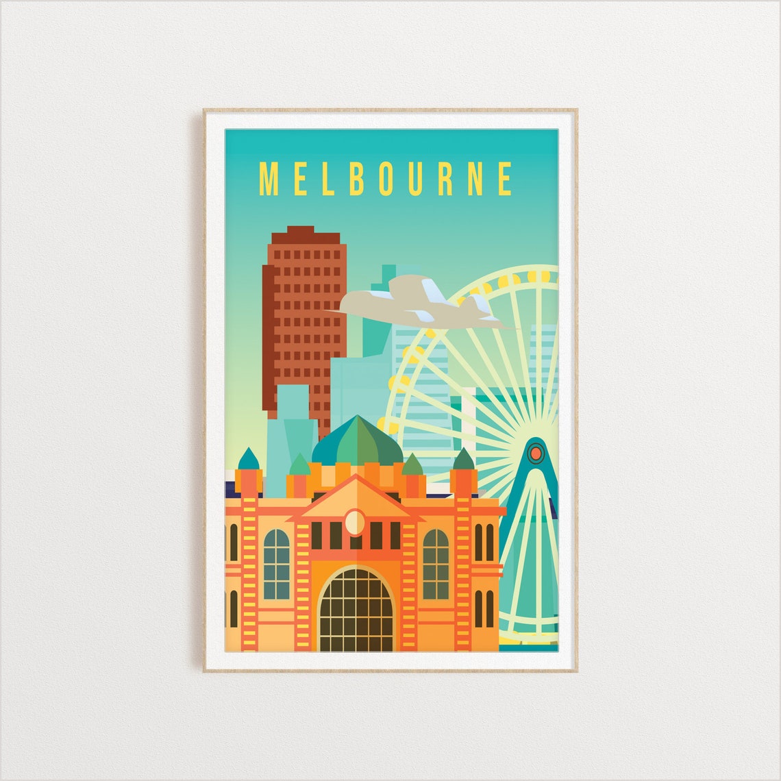Melbourne City Poster City Art City Wall Art City Print Country Poster Country Print Country Art Australia Travel Illustration