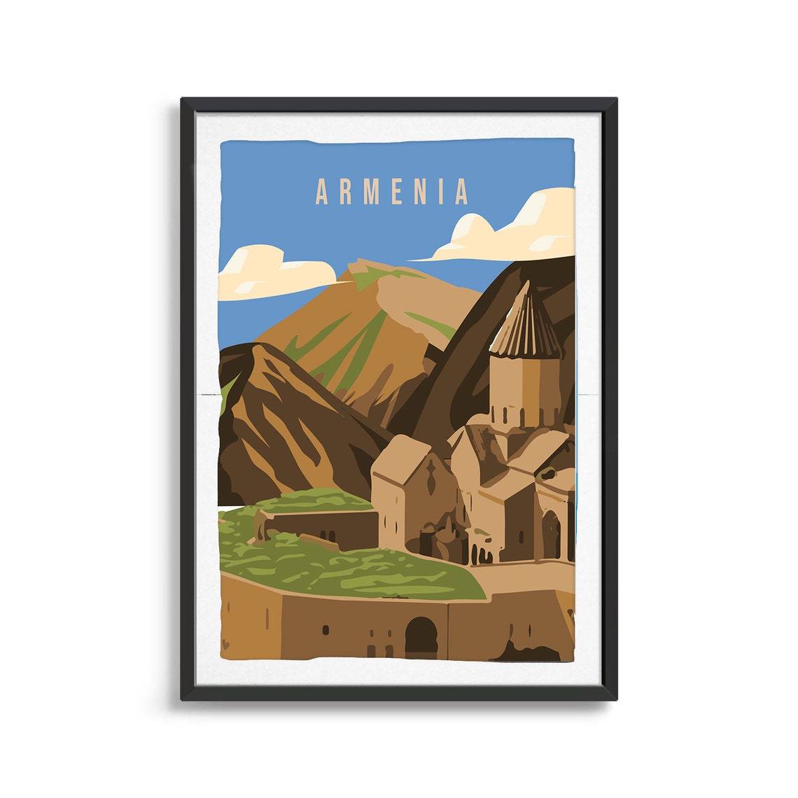 Armenia Vintage Travel Art Stone Monastery Mountain Valleys Poster - Image 2
