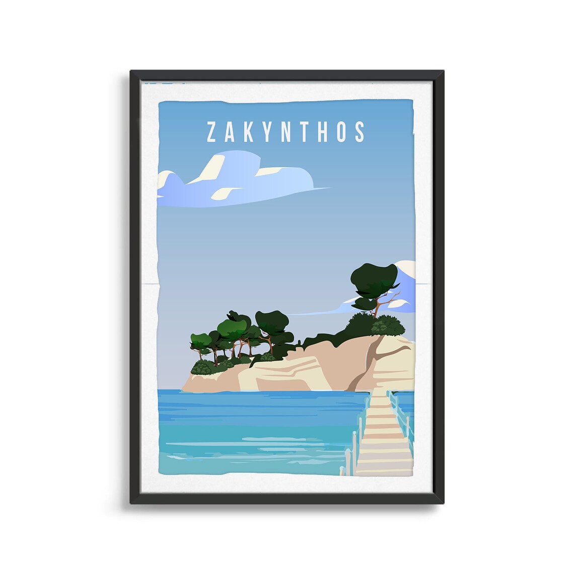 Zakynthos Travel Poster, City Illustration Art