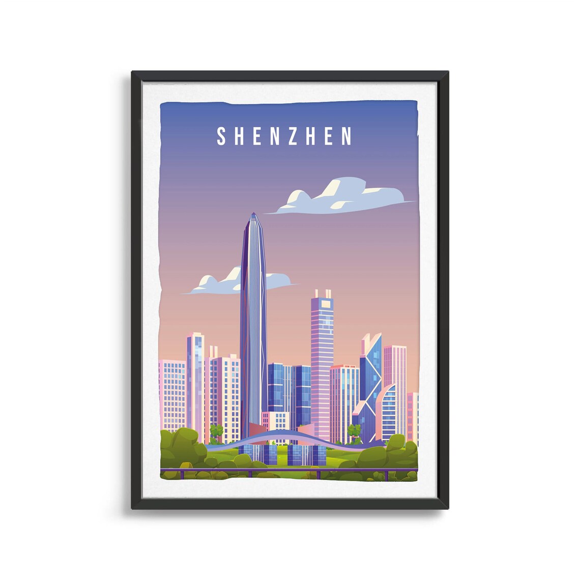 Shenzhen China Modern Skyline Skyscrapers City Travel Art Poster - Image 2