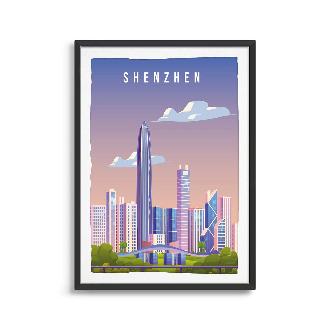 Shenzhen City Poster Art City Wall Art City Art City Poster City Print City Art Morocco Travel Illustration - Image 2