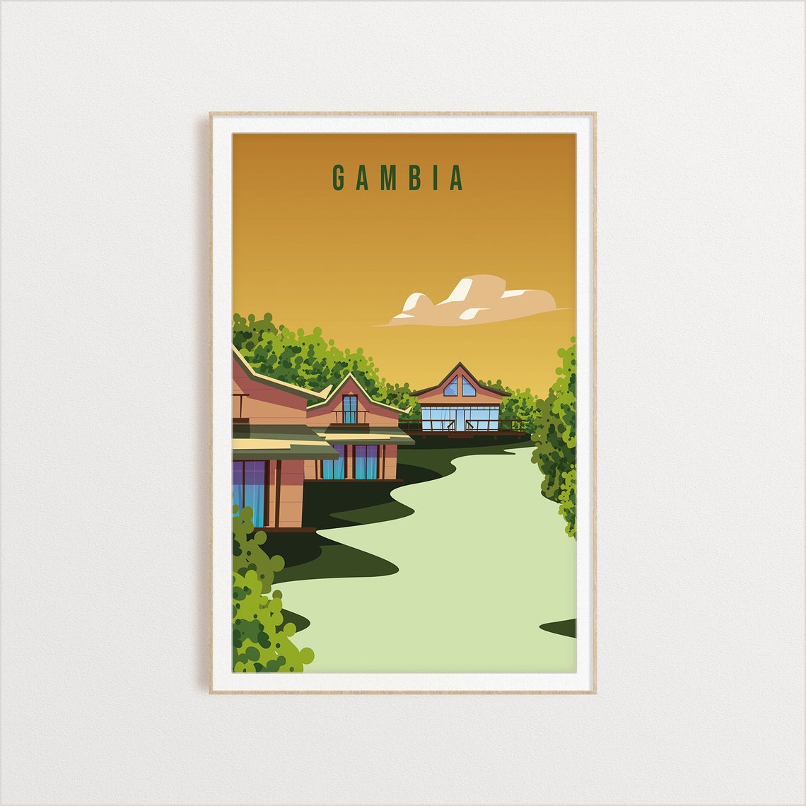Gambia Country Poster Art City Wall Art Country Art Country Poster Country Print Country Art Gambia Travel Illustration
