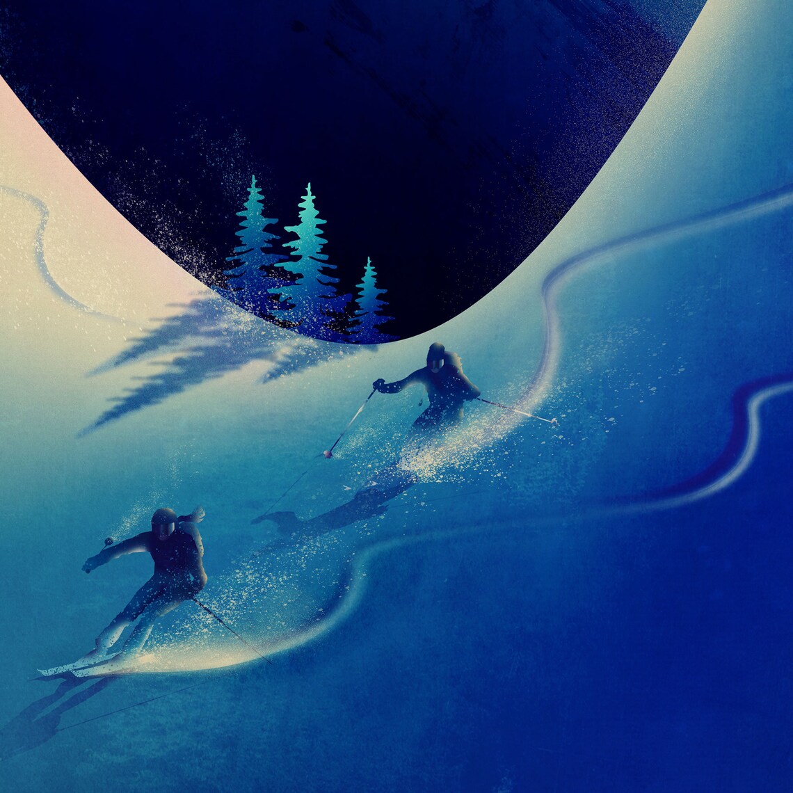 Ski Touring Couple Art Print, Outdoor Spirit - Image 3