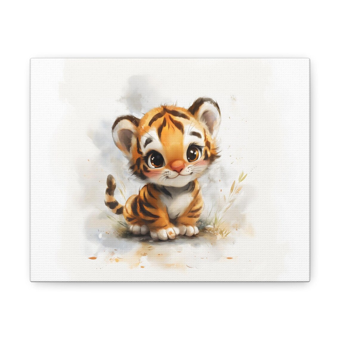 Sweet Baby Tiger Watercolor Nursery Art Soft Pastel Wall Art - Image 3