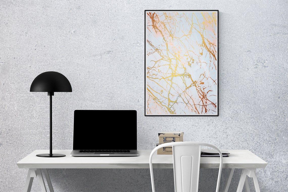 White Marble Fine Gold Vein Delicate Glam Abstract Art Poster - Image 3