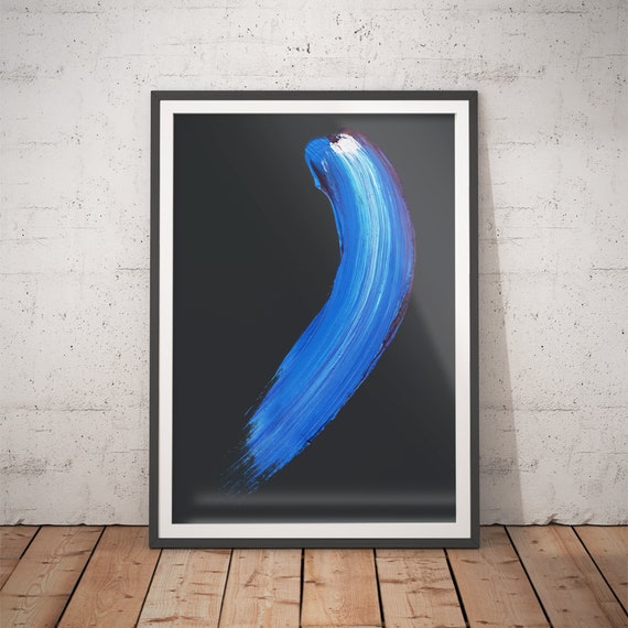 Paint Stroke Colourful Abstract Print No2 Blue Home Decor Modern Abstract Art Expressionist Wall Art Bold Art Artwork For Bedroom