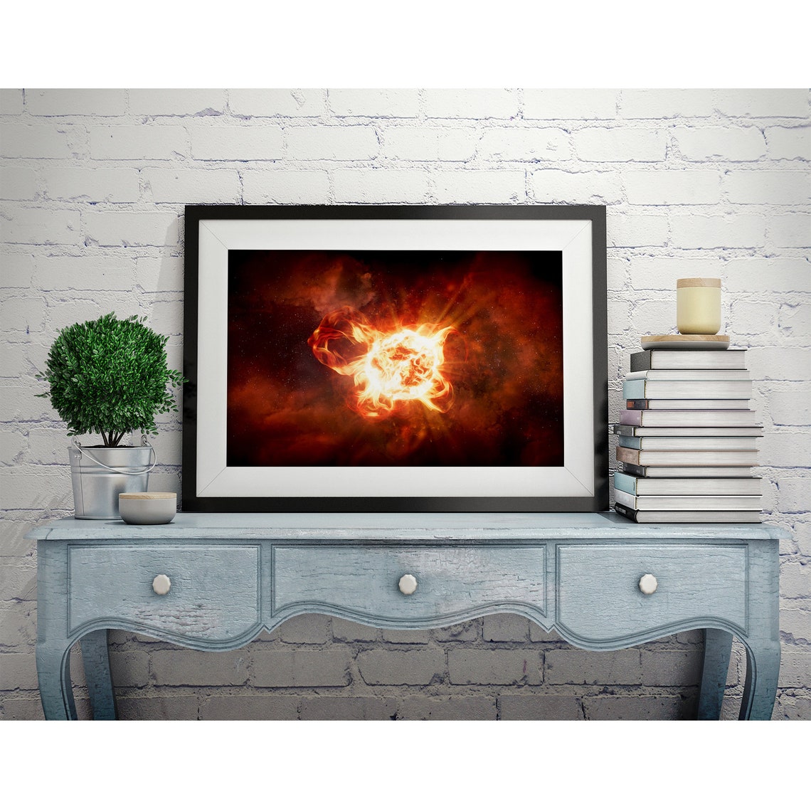 Blazing Star Eruption Fiery Orange Deep Space Astronomy Art Poster - Image 2
