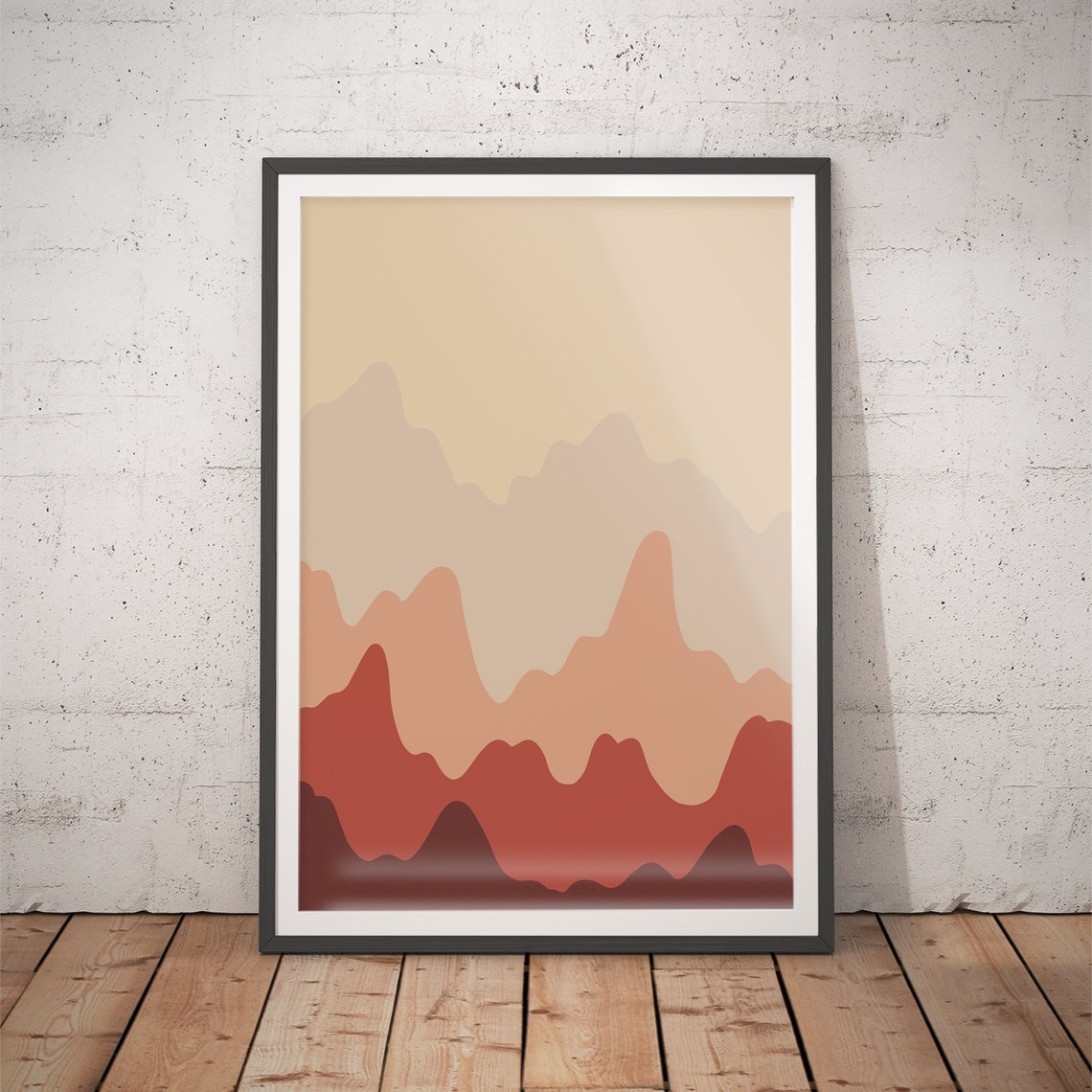 Cream Terracotta Wavy Gradient Peaks Modern Abstract Mountain Poster