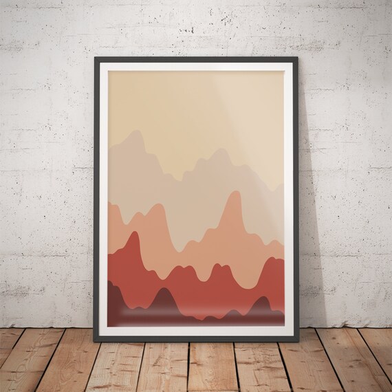 No4 Abstract Landscape Art Print Line Art Mountain Print Hills Modern Wall Art Contemporary Prints Geometric Landscape
