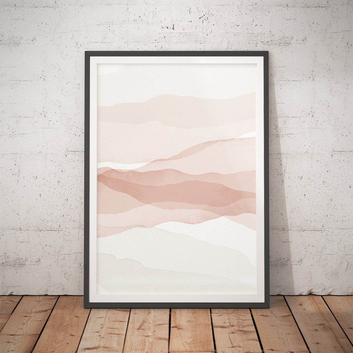 Layered Blush Watercolor Waves Minimalist Scandinavian Art Poster
