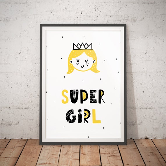 Nursery Decor Super Girl Nursery Prints Scandi Print Nursery Nordic Nursery Girls Room Decor