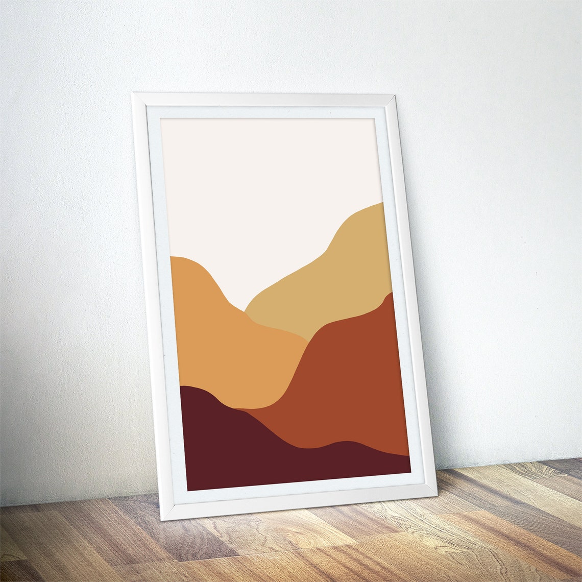 Amber Terracotta Layered Rolling Waves Modern Desert Dunes Poster - Image 4