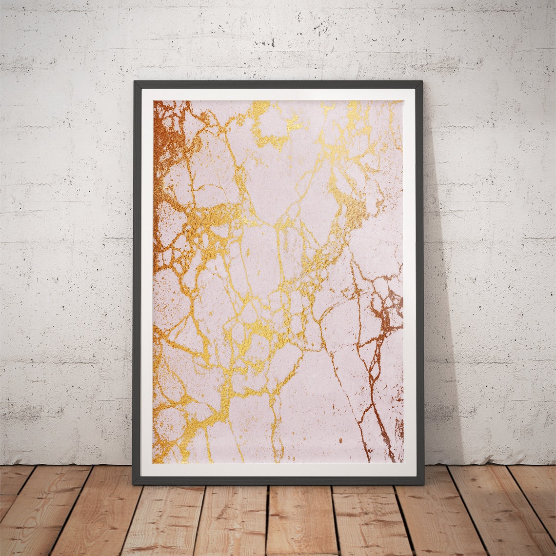 Blush Pink Marble Fine Gold Web Vein Delicate Glam Art Poster