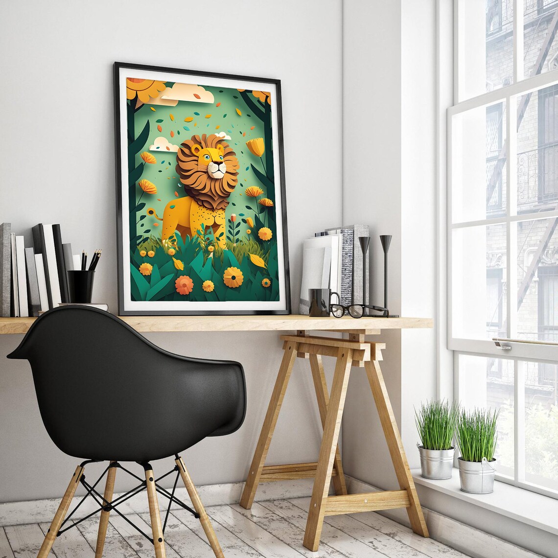 Kids Lion Print Nursery Art Poster - Image 2