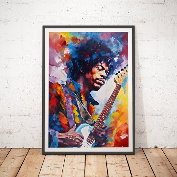 Jimi Hendrix Electric Guitar Abstract Colorful Music Legend Poster