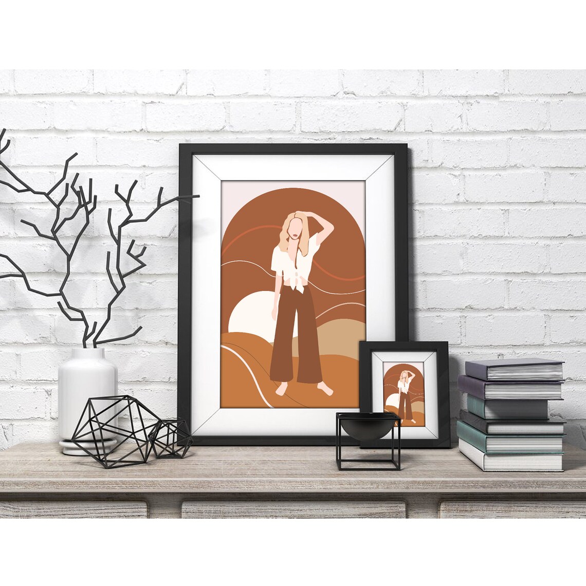 Blonde Woman Wide Leg Pants Terracotta Arch Poster for Modern Home Decor - Image 4