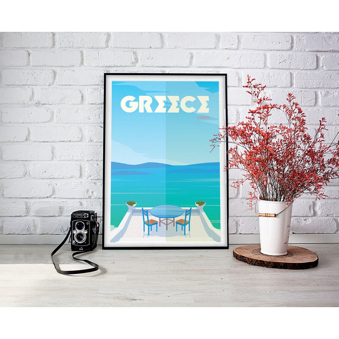 Greece Corfu Terrace Over The Sea Minimalist Travel Wall Art - Image 2