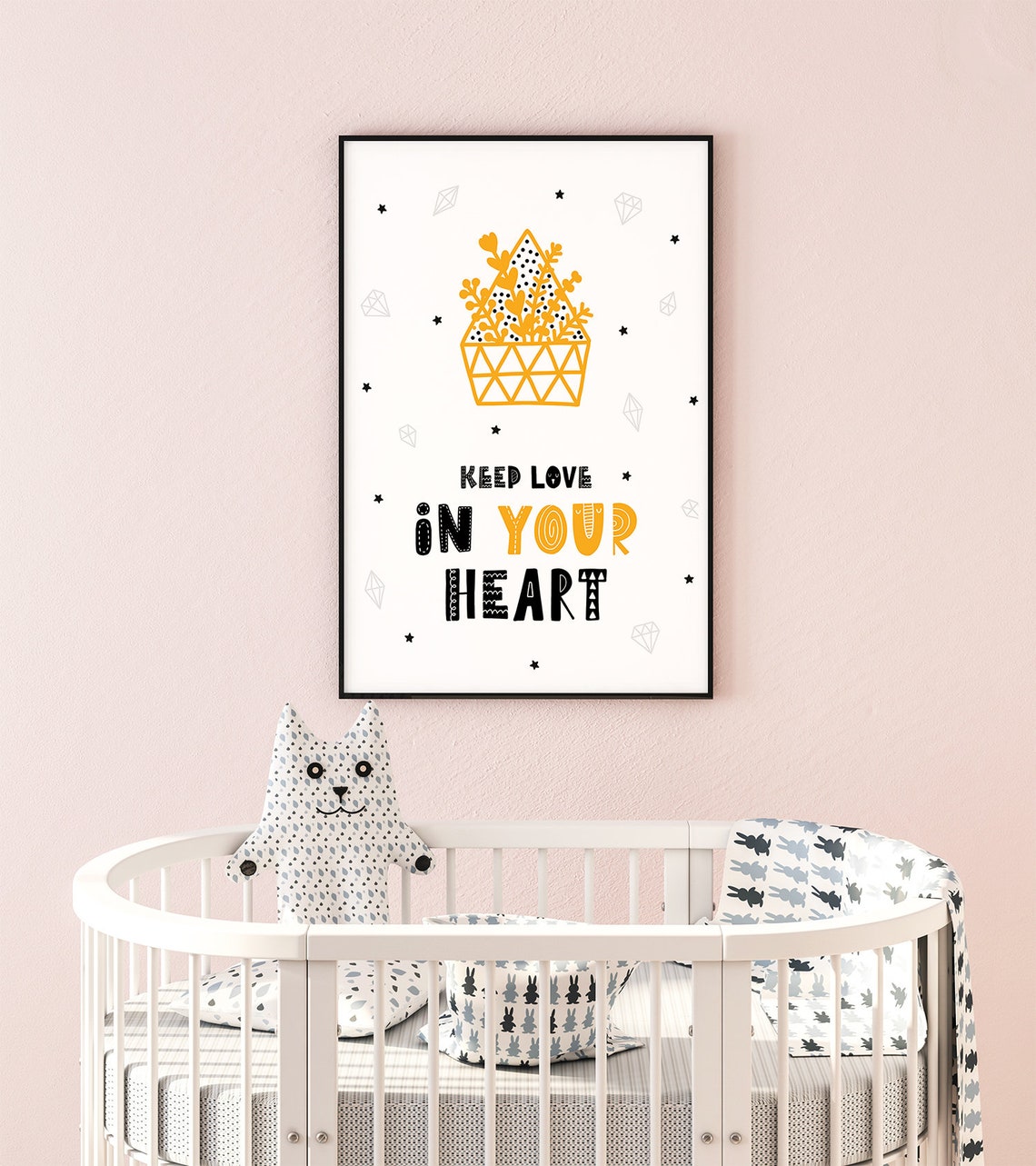 Keep Love In Your Heart Mustard Potted Plant Nursery Art Poster - Image 2