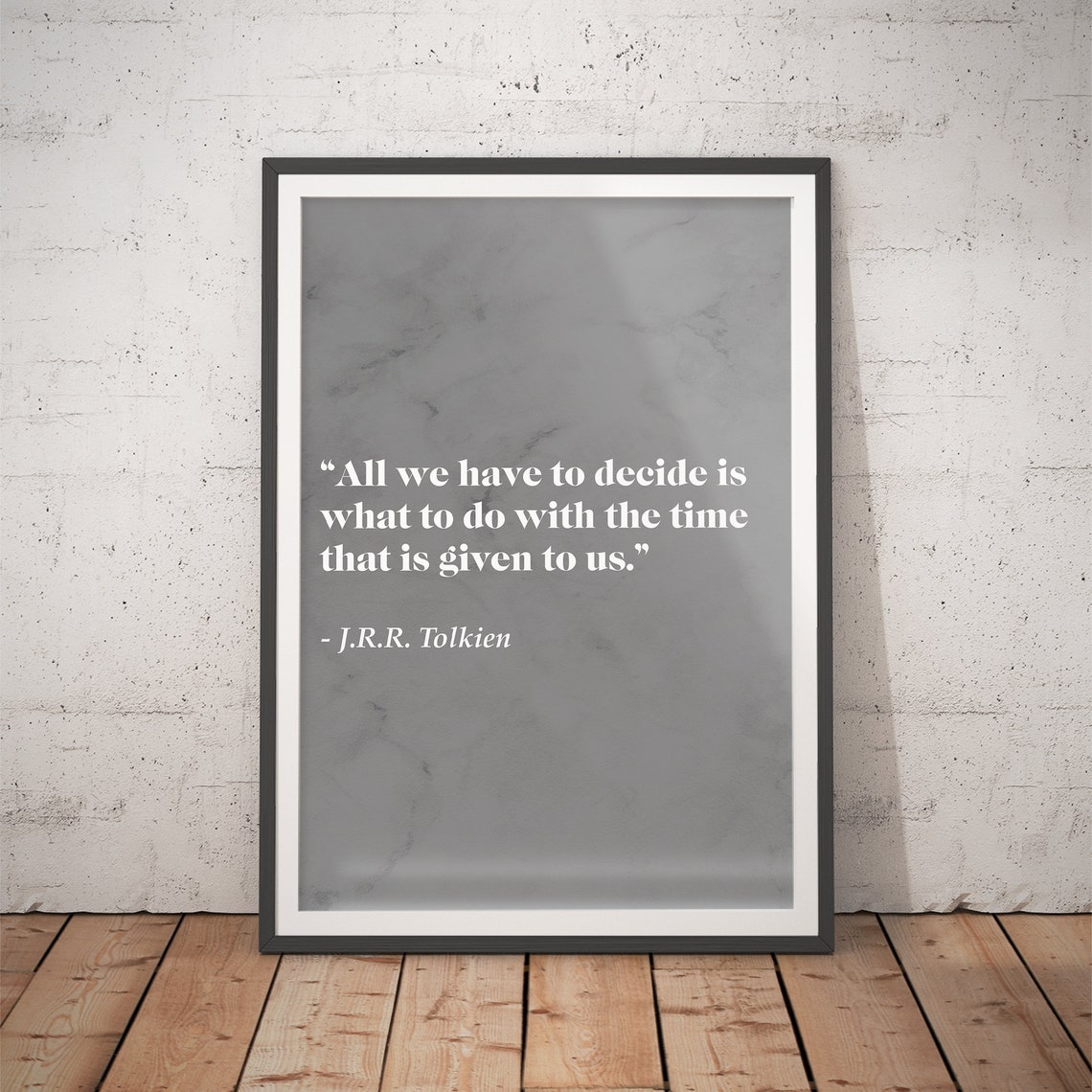 JRR Tolkien Time Quote Gray Marble Minimalist Literary Poster
