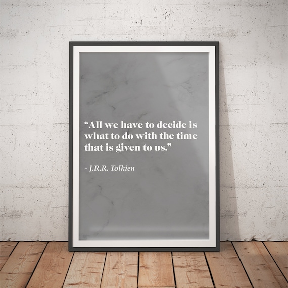 JRR Tolkien Time Quote Gray Marble Minimalist Literary Poster