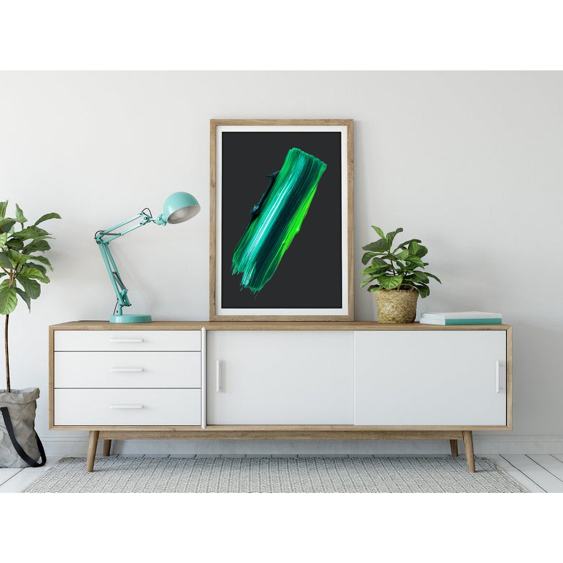 Green Brush Stroke Bold Vivid Abstract Minimalist Modern Poster - Image 3