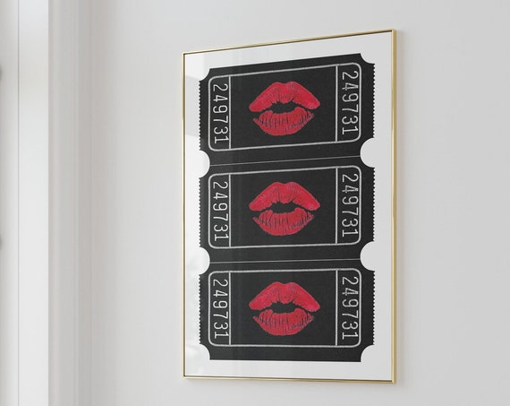Trendy Wall Art Kiss Lips Print Good Times Retro Black And White Prints Preppy Dorm Fashion